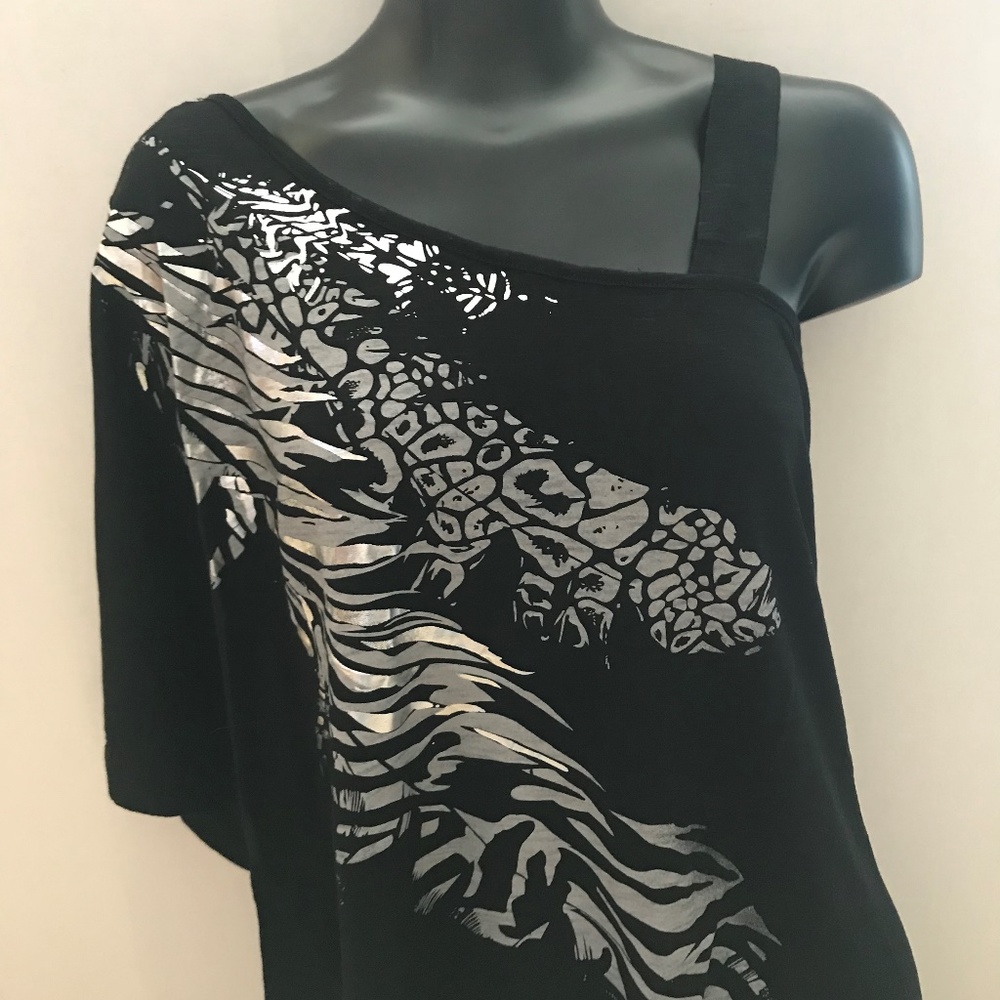 52. New Black Bozzolo Cold Shoulder Top